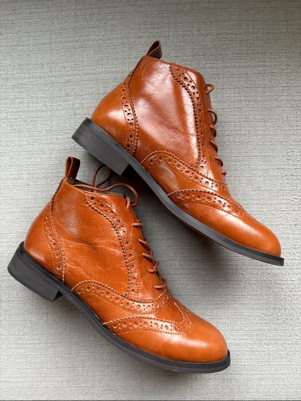 Kate Kanzer Brown Brogue Oxford Ankle Boots - Picture 3 of 7